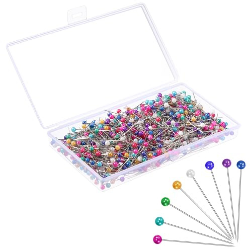 Stecknadeln mit Kopf, 38mm Bunte Plastikkopfnadel Edelstahl Stecknadeln Plastikkopfstecknadeln für Basteln Nähen Säumen Craft, Jewelry Komponenten Dekoration 600 Stück