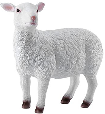 FONDOTIN Adorable Lamm Gartenfigur Aus Langlebigem Harz Realistische Schaf Dekoration Für Außenbereiche Handgefertigte Tierfigur Für Garten Und Geschenkideen Wetterfest Und Farbecht