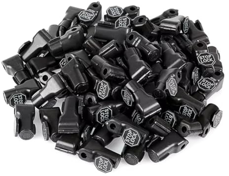 Yominerr Crochet de Panneau Perforé 6mm avec Verrouillage, 100 Pièces, Verrous de Sécurité Anti-Vol pour Crochet D'Affichage, Noir.