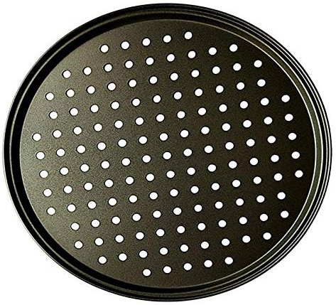 Teglia per Pizza,Teglie per Pizza da Forno 2pcs acciaio al carbonio antiaderente Pizza della vaschetta di cottura vassoio 32 centimetri Pizza Piatti piastra porta attrezzi Bakeware della cucina della