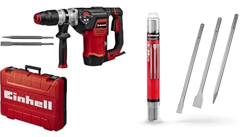 Einhell Martillo perforador con cable -TE-RH 40 3F. 1050 W, 10 J, taladrado de impacto - cincelado, mecanismo de impacto neumático, bloqueo de funcionamiento continuo, E-Box + Juego de 3 punteros SDS