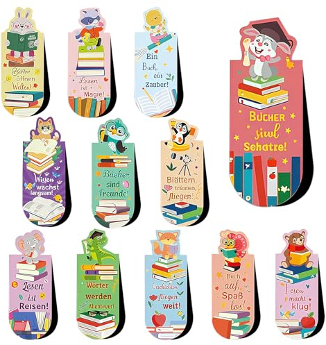 12 Stück Magnetische Lesezeichen mit Sprüchen über das Lesen Einschulung Geschenk Mitgebsel Gastgeschenkefür Schüler Lehrer Buchliebhaber Abschiedsgeschenk Schüler