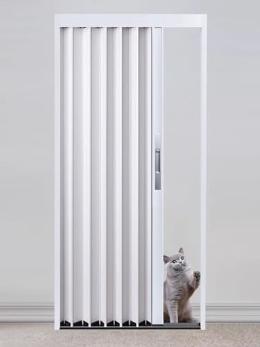 Weiße Aluminium-Schiebetür für Schlafzimmer Esszimmer Küche Speisekammer – faltbare Raumteiler mit Schloss Einzel/Doppelbett Größe 61 x 101 cm