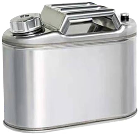 Kraftstoffkanister Edelstahl Camping Kraftstoffkanister mit Ölrohrstabildose mit 3 Griffen für Campingboots oder Motorrennen 5L