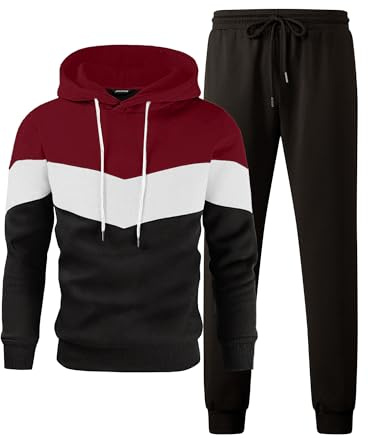 JMIERR Trainingsanzug Herren Jogging Anzug Set Farbblock | 2-teilig,mit Taschen,Trainingsanzug,Hoodies mit Hose,Baggy,Sportanzug,Basic Freizeitanzug,Baggy Sportanzug,Laufanzug Gym