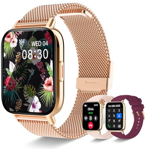 Iaret Smartwatch Donna, 1,85 Orologio con Chiamate Bluetooth, 100+ Modalità Sportive Fitness Tracker, Contapassi Sonno Cardiofrequenzimetro, Smart Watch Compatibile iOS Android Regalo