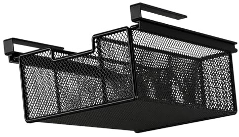 Gralara Tiroir à Panier sous Étagère, Panier de Rangement en Fer, Organisateur Suspendu sans Perçage, Corbeille Gain de Place, Panier Coulissant pour Comptoir et Placard