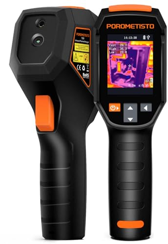 Caméra Thermique POROMETISTO -20°C à 550°C, Résolution IR 240x240, 25HZ, 15 palettes de couleursmultiples Camera Thermique portable avec Pointeur Laser, pour Inspection CVC, Inspection de Maison
