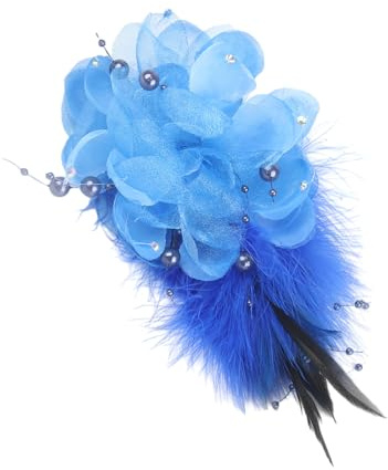 YHAILI Broche de flor de plumaje, diseño elegante, tela sintética impermeable, clip rápido, apto para uso formal en eventos