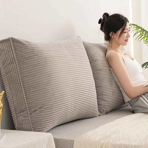 NEPHRA Großes Extra Dickes Rückenkissen und Lesekissen mit austauschbarem Bezug aus PP-Baumwolle für Bett und Sofa, Ideal zum Entspannen, Spielen und Lesen(Light Gray,90x55x18 cm 1pc)