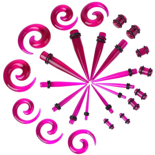 CAXUSD Set 54 Pezzi per Dilatare le Orecchie in Silicone Viola Kit Accessori per Padiglioni Auricolari Strumenti Pratici per Piercing e Uso a Feste e Matrimoni