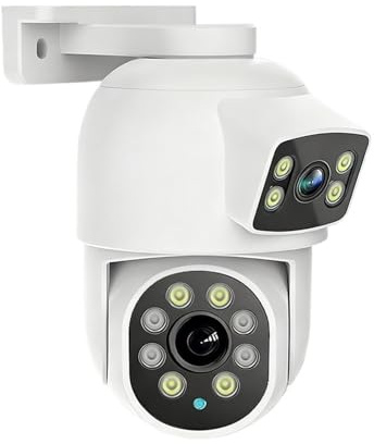 KOROBIE Caméra de sécurité, Caméra dôme PTZ réseau WiFi + POE Rj45 8MP 4K ICsee, Surveillance de sécurité, Suivi à 360 °, Vision Nocturne Couleur for l'extérieur et la Maison(8MP POE No Card)