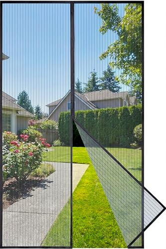 FITFETS Fliegengitter Balkontür Magnet, Fliegengitter Tür 90x200cm, Schwarz | Insektenschutz Balkontür, Fliegenvorhang Terrassentür, Fliegengittertüren Ohne Bohren, Verbreiterter Klettverschluss