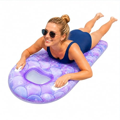 Surfbrett Aufblasbar, Dwafill Schwimmbrett Aufblasbar, Surfboard, Luftmatratze Wasser, für Wasserpark, Schwimmbad, Strandurlaube (1, Fische, L)