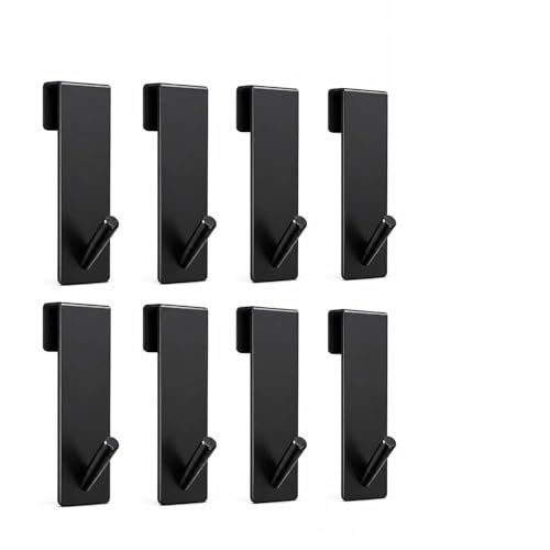 LMSAWK Set da 8 Ganci Doccia in Plastica, Ganci per Parete Doccia in Vetro senza Forare, Porta Asciugamani per Asciugamani, Spugne Doccia e Accessori Bagno, per Vetro fino a 16 mm, Nero