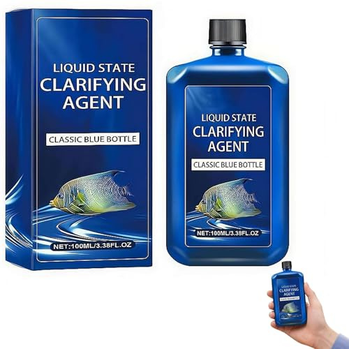 Clarificador de agua líquido de acción rápida para acuario, agente clarificador para peceras de agua dulce y estanque, limpia el agua turbia con descomposición orgánica enzimática, 100 ml (1 unidad)