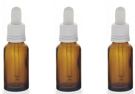 Braunglasflasche mit Pipette, 20ml leere braune Kosmetex Glasflasche, Pipettenflasche mit kompletter Pipettenmontur, 3× 20 ml
