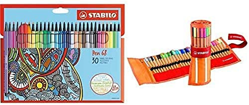 Stifte-Set STABILO Premium-Filzstift - Pen 68 - 30er Pack & Fineliner - point 88 - 30er Rollerset