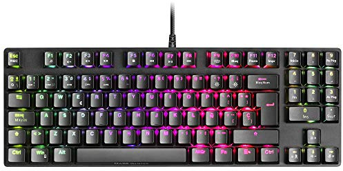 Mars Gaming MKMINIPRO, Clavier mécanique Ultra-Compact 60%, commutateurs mécaniques Hot-Swappable, éclairage RGB Chrome, Clavier Gaming Antighosting, Multiplateforme, Switch Silencieux, US, Noir