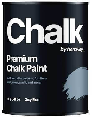 Chalk Paint Grey Blue Furniture Paint 1L, Matt Finish Shabby Chic, Chalk Furniture & Walls, Quick Dry & 1 Coat, Hemway