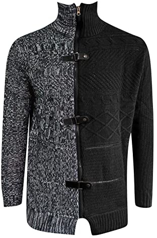 PAIDAXING Abrigo de invierno para hombre para otoño e invierno con cremallera sólida cálida chaqueta de punto blusa abrigos de lana para hombre