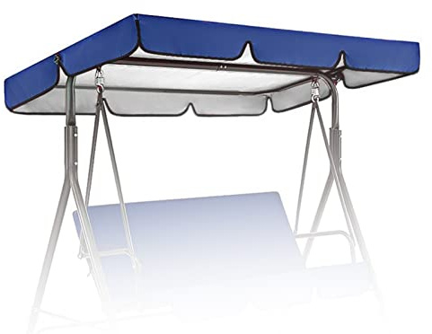 Replacement Canopy for Swing Seat, Swing Chair Canopy Replacement, 2 & 3 Seater Hammock Cover with 4 Reinforced Corner Pockets, Waterproof Sun Shade,Blue,195 * 125 * 15cm