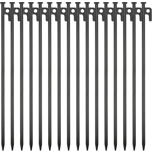 Zeltheringe, robuste Metall-Heringe für Camping, Stahl-Zeltheringe, 40,6 cm, unzerbrechlich und unflexibel, 16 Stück