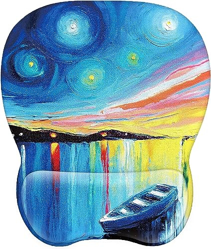 EooCoo Mouse Mat Wrist Support, Gaming Mouse Pad,Colorful Oil Painting