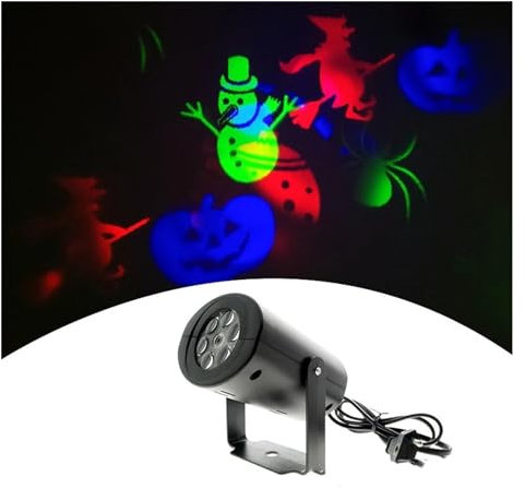 VCHICS Luces De Proyector De Navidad PortáTiles, Lámpara de proyector LED for Paisaje de Exterior, luz LED for Escenario, corazón de Halloween, Foco de Copo de Nieve, lámpara for Fiesta de