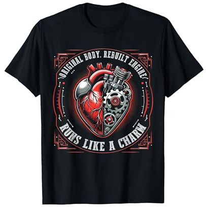 Open Heart Surgery Original Body Rebuilt Engine T-Shirt, Men, Black, Medium