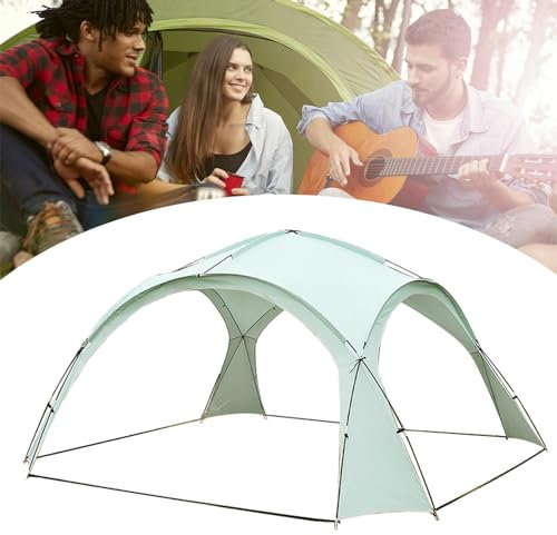 Tragbarer Sonnenschutz, wasserdichter Familien-Camping-Sonnenschutz mit Sturmtürvorhang, Event-Kuppelschutz, inklusive Aufbewahrungstasche, 12 Erdnägeln und 4 winddichten Seilen,Green