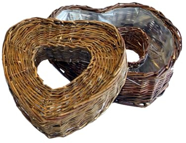 Decpero Pflanzherz aus Naturweide I 2er Set I 21 + 24 cm I Weidenherz