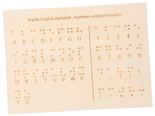 Tofficu Lavagna di apprendimento in legno Braille Lettera Numeri Lavagna per non vedenti Strumento di scrittura Braille essenziale