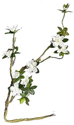 Fiore artificiale， Fiore finto Ramo di azalea bianca grande e lungo di lusso, facile da modellare, fiori artificiali con foglie finte, fiori di seta e schiuma for decorazioni for matrimoni in casa(Whi