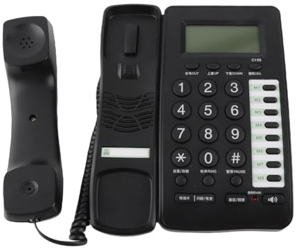 C199 Schnurgebundenes Telefon, Festnetz-Heimtelefon, LED-Anzeige, Anrufer-ID, Anklopfen, Kurzwahl, Anrufer-Sprachansage, Stummschaltung, Einfaches Tischtelefon für das Heimbüro