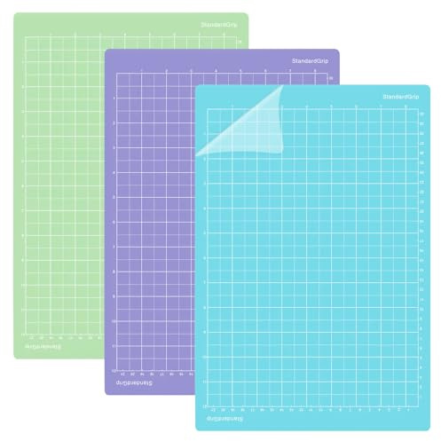 HENGBIRD Schneidematte für Cricut Joy Xtra, 3 Stück Rutschfester Matt Zubehör für Cricut Joy Extra, Selbstklebende Schneidematte für Cricut Maker zum Basteln(StandardGrip, LightGrip, StrongGrip)