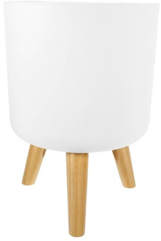 SOIMISS Maceta Moderna con Soporte de Madera Abs y Patas Resistentes para Jardín y Balcón, Macetero Práctico para Plantas y Flores en Casa