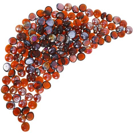BESTonZON Fire Pit Glass Beads and Aquarium Glass Macadam 16-19mm Brown Fire-resistant Decorative Stones 1kg Bag for Fireplace and Fish Tank Ornaments