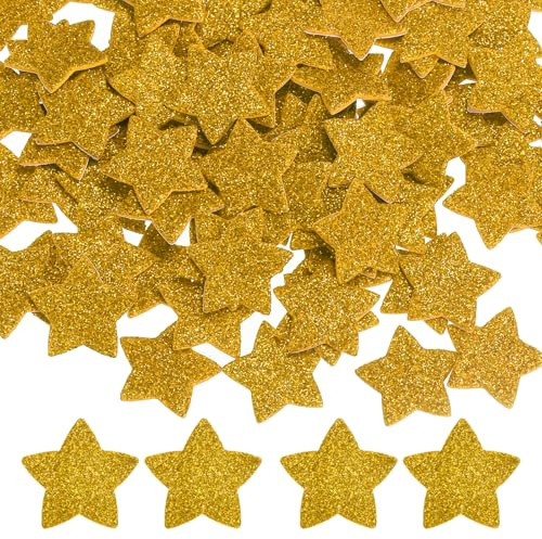 PATIKIL Adesivi In Schiuma A Forma Di Stella 1x1, 240Pcs Adesivi Autoadesivi In Schiuma EVA Con Glitter Per Scrapbooking Carte DIY Decorazione Casa, Colore Oro