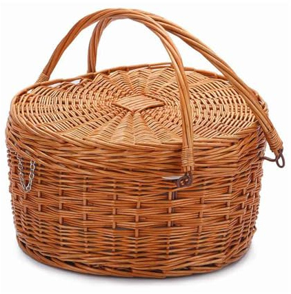 HdjjLtor Handgewebtes Weiden-Picknickkorb-Set, Herzförmiges Körbchen Mit Passenden Besteck Und Griffen Für 2 Personen Geeignet Für Camping Hochzeit Valentinstag Korb,Messing