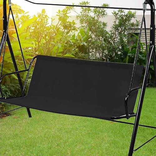 Funda de Asiento para Columpio, 600D Funda de Repuesto para Asiento de Columpio de Jardín, Impermeable Recambio Tela Asiento Balancin Jardín, 2 y 3 Plazas (Negro, 148 x 52 x 52cm)