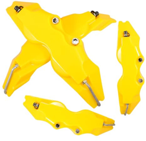WEKADRIN Set Coperture Pinze Freno Gialle Copertura Pinza Freno Anteriore e Posteriore Design 3d Moderno Facile Installazione Senza Attrezzi Auto