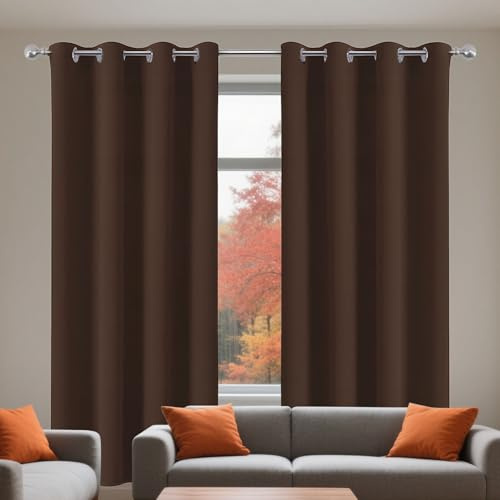 YUJINLIU Tende Oscuranti 1 Pezzi 170 x 280 cm Termiche Isolanti Tenda per Interni Tende Moderne a Vela per Camera da Letto e Soggiorno, marrone