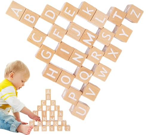 Blocs d'alphabet en bois, apprentissage interactif éducatif, jeu de blocs de comptage et construction | pour la salle de classe, la maison, la famille, l'éducation, le développement de la fille et des