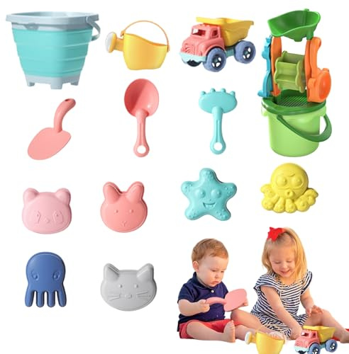 Strandspielzeug für Kinder – Tragbares Set mit Eimer und Schaufel für Sommeraktivitäten im Freien, Sandkastenspielzeug für Kinder – für Pool, Hof und Sandkasten