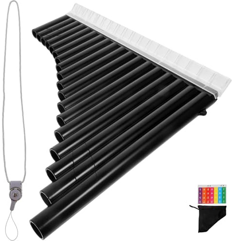 Levemolo Flauta de Pan en Clave C de 18 Tubos para Principiantes, Instrumento Musical Profesional de Resina Abs en Color Negro, Adecuado para Aprendizaje y Presentaciones Educativas