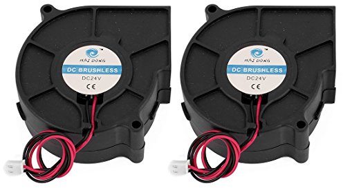Sourcingmap 75x75x30mm 2Pin 24V Black Blower Cooling Fan for Desktop PC