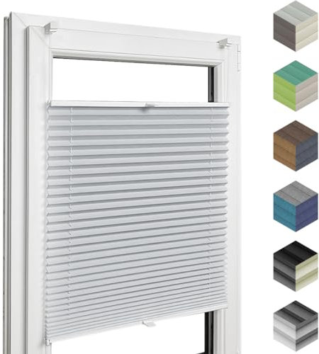 Home-Vision Premium Faltrollo Plissee ohne Bohren mit Klemmfix Lichtdurchlässig Rollo innen (Silber B25 x H120cm) Easyfix Klemmträger Verdunklung Blickdicht Sonnenschutz Jalousie für Fenster & Tür