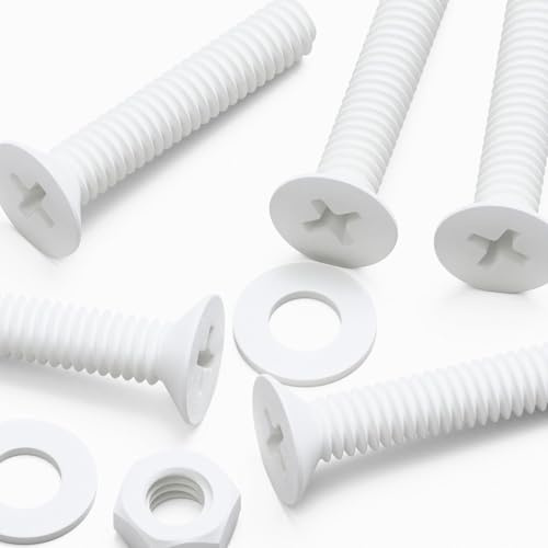 20 x Tornillos de cabeza avellanada blancos de polipropileno (PP), M4 x 20 mm, tuercas y arandelas