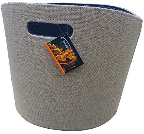 Holzkorb aus Jute beige und Filz grau rund von TermaTech